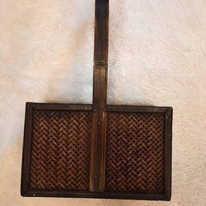 Wooden Woven Basket with 2 Compartments